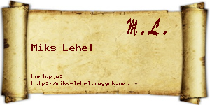 Miks Lehel névjegykártya